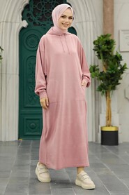 Powder Pink Hijab Knitwear Dress 33902PD - 1