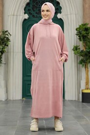 Powder Pink Hijab Knitwear Dress 33902PD - 2