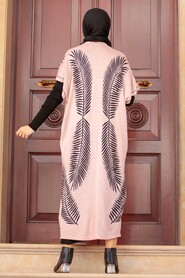 Powder Pink Hijab Knitwear Suit Dress 3183PD - 2