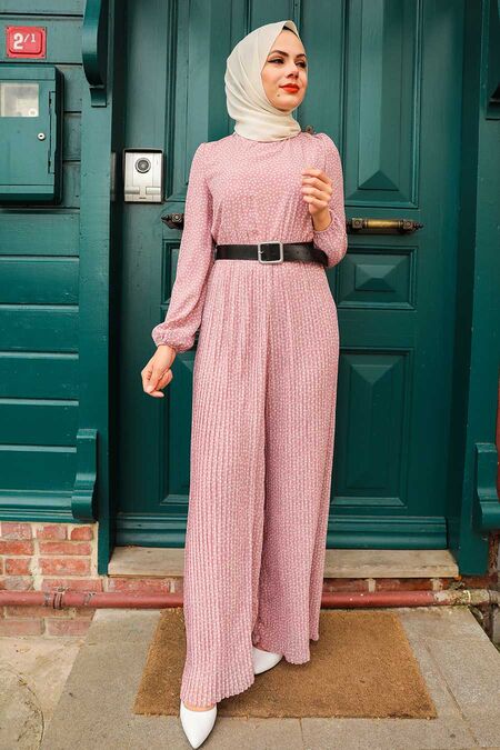 Powder Pink Hijab Overalls 2896PD - NEVA STYLE