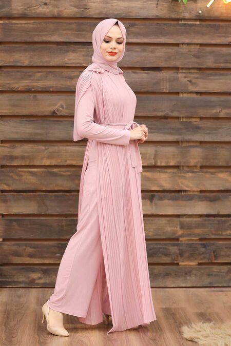Powder Pink Hijab Overalls 30120PD - NEVA STYLE