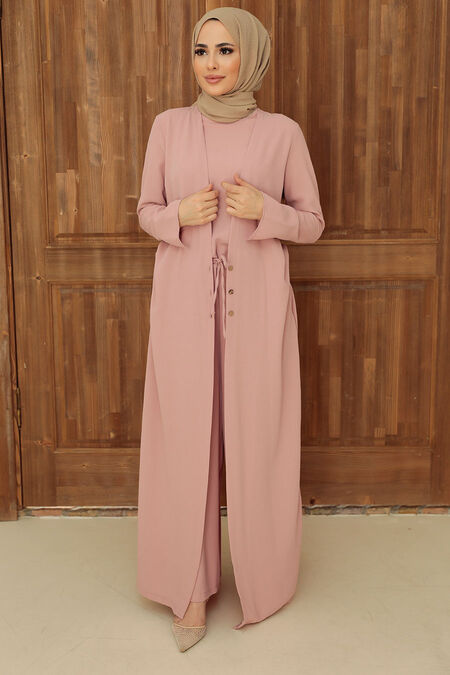 Powder Pink Hijab Overalls 51890PD - NEVA STYLE