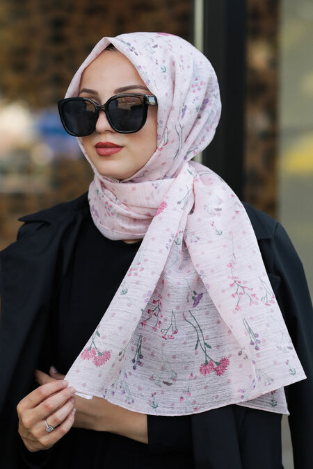 Powder Pink Hijab Shawl 7543PD - NEVA STYLE