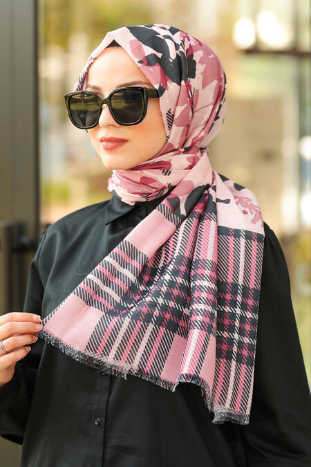 Powder Pink Hijab Shawl 7554P - NEVA STYLE