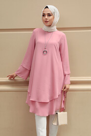 Powder Pink Hijab Tunic 2443PD - 2