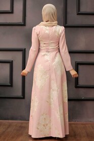 Powder Pink Hijab Evening Dress 2680PD - 2