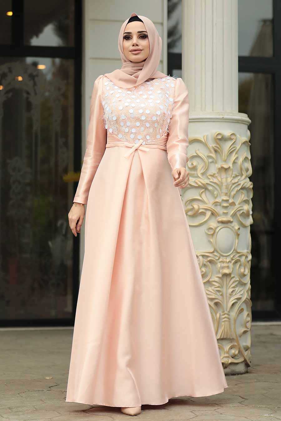 Neva Style - Stylish Powder Pink Modest Islamic Clothing Wedding Dress 3755PD