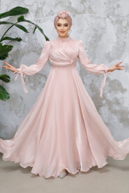 Powder Pink Modest Evening Gown 4823PD 