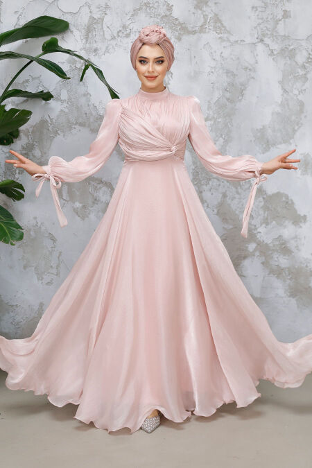 Powder Pink Modest Evening Gown 4823PD - NEVA STYLE