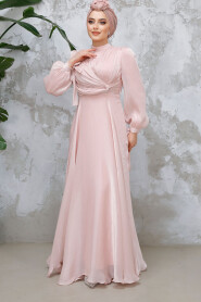 Powder Pink Modest Evening Gown 4823PD - 4