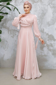 Powder Pink Modest Evening Gown 4823PD - 5
