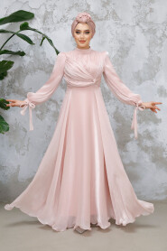 Powder Pink Modest Evening Gown 4823PD - 3