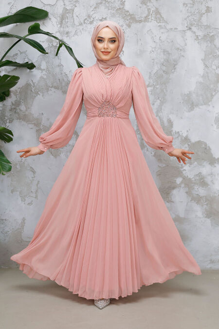 Powder Pink Modest Wedding Dress 4448PD - NEVA STYLE