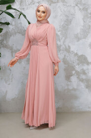 Powder Pink Modest Wedding Dress 4448PD - 3