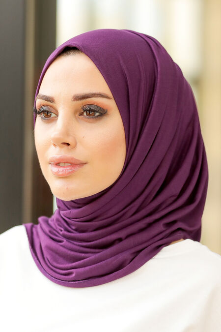 Purple Hijab Shawl 7528MOR - NEVA STYLE