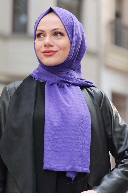 Purple Dark Blue Hijab Shawl 50680MORC - NEVA STYLE