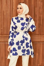 Purple Dark Blue Hijab Tunic 5650MORC - 1