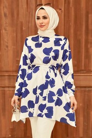 Purple Dark Blue Hijab Tunic 5650MORC - 2