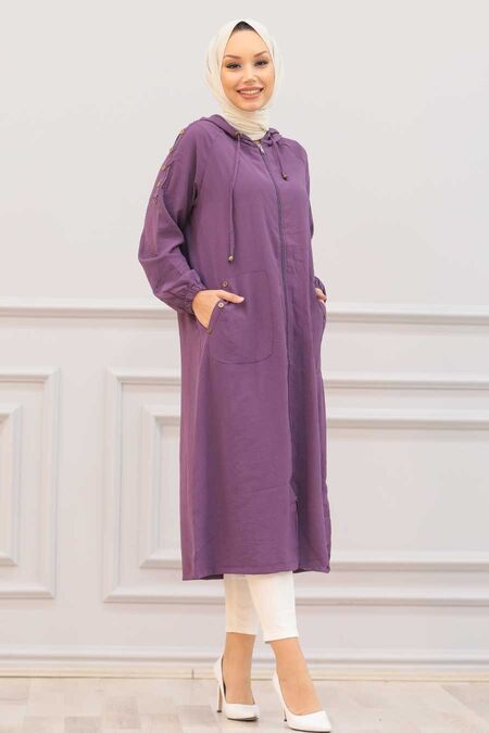 Purple Hijab Coat 14650MOR - NEVA STYLE