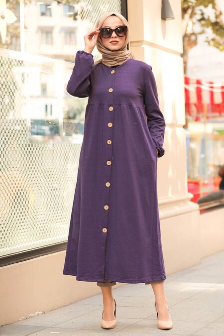 Purple Hijab Coat 40220MOR - NEVA STYLE