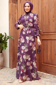 Purple Hijab Dress 27926MOR - 1