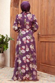 Purple Hijab Dress 27926MOR - 2