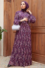 Purple Hijab Dress 3357MOR - 3