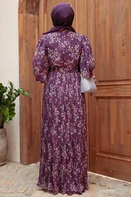 Purple Hijab Dress 3357MOR - 4