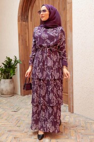 Purple Hijab Dress 3359MOR - 1