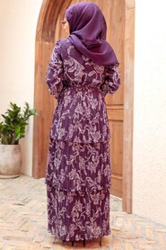 Purple Hijab Dress 3359MOR - 4