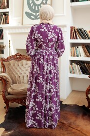 Purple Hijab Dress 56830MOR - 4