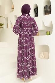 Purple Hijab Dress 5683MOR - 2