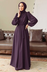 Purple Hijab Dress 5796MOR - NEVA STYLE