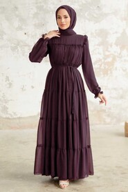 Purple Hijab Dress 57970MOR - NEVA STYLE