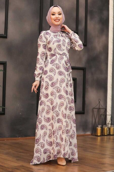 Purple Hijab Dress 81548MOR - NEVA STYLE