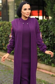 Purple Hijab Dual Suit Dress 2200MOR - 2