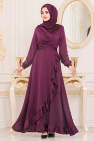 Purple Hijab Evening Dress 2307MOR - 2