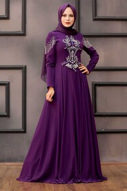 Purple Hijab Evening Dress 20501MOR - 1