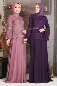  Long Purple Modest Wedding Dress 20671MOR - 2