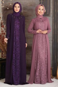  Plus Size Purple Muslim Fashion Evening Dress 20803MOR - 2