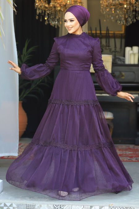  Modern Purple Islamic Evening Gown 2335MOR - NEVA STYLE