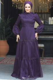  Modern Purple Islamic Evening Gown 2335MOR - 2