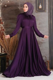 Purple Hijab Evening Dress 25391MOR - 1