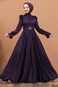 Satin Purple Muslim Bridal Dress 27240MOR - 1
