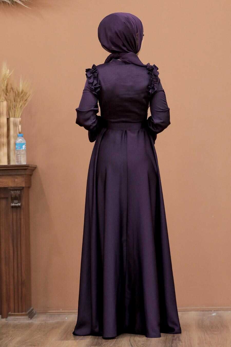 Satin Purple Muslim Bridal Dress 27240MOR - Neva-style.com