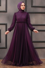 Purple Hijab Evening Dress 29210MOR - 1