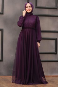 Purple Hijab Evening Dress 29210MOR - 2
