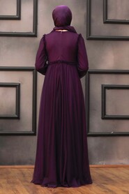 Purple Hijab Evening Dress 29210MOR - 3