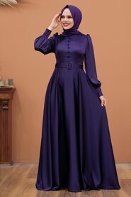  Luxorious Purple Islamic Wedding Gown 3038MOR - 2