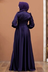  Luxorious Purple Islamic Wedding Gown 3038MOR - 3
